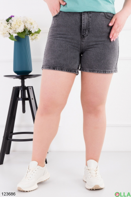 Women's dark gray batal denim shorts