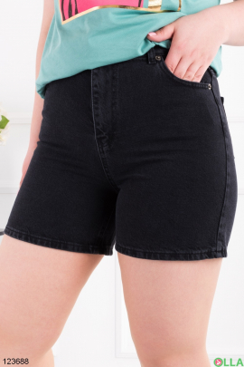 Women's black denim batal shorts
