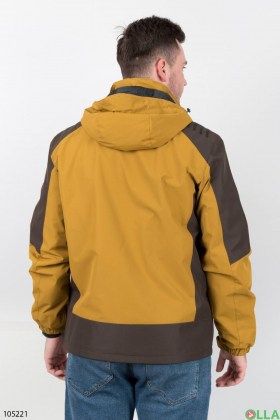 Чоловіча жовта куртка з коричневими вставками