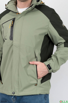 Мужская зеленая куртка со вставками цвета хаки