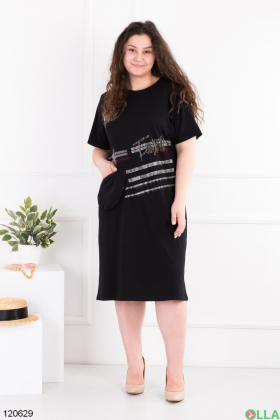 Women's black batal dress with print