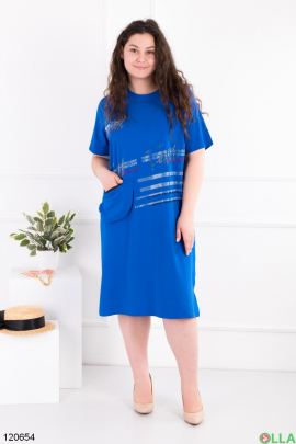 Women's blue batal dress with print