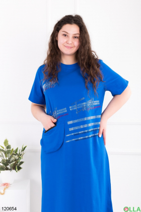 Women's blue batal dress with print