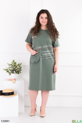 Women's green batal dress with print