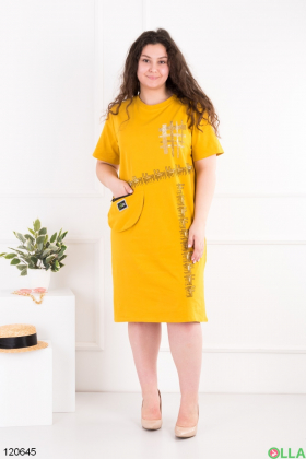 Women's yellow batal dress with print