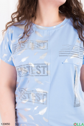 Women's blue batal T-shirt with print