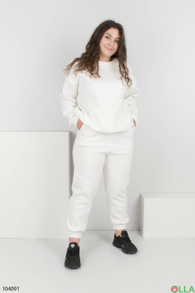 Women's white tracksuit with fleece