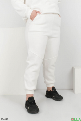 Women's white tracksuit with fleece