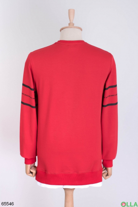 Men's red sweatshirt with inscriptions