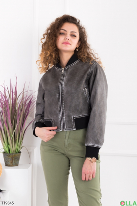 Women's gray bomber jacket made of eco-leather