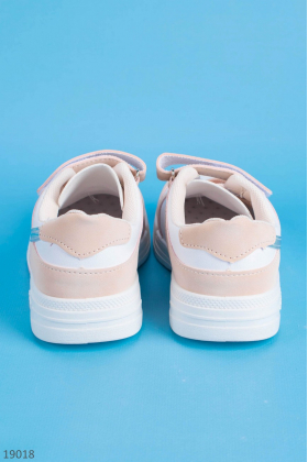 Бело-бежевые кроссовки для девочек