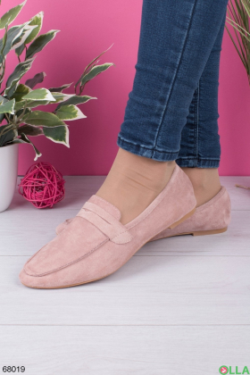 Женские розовые туфли из экозамши