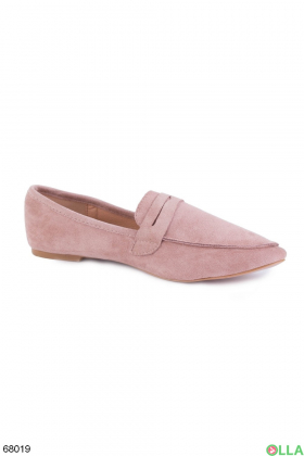 Жіночі рожеві туфлі з екозамші