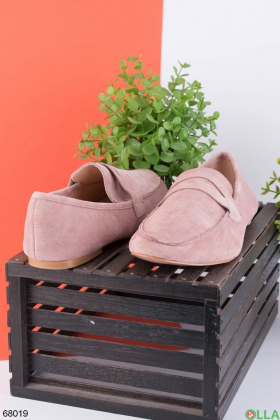 Женские розовые туфли из экозамши