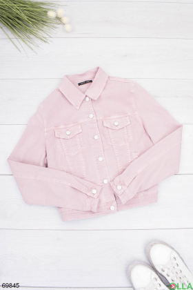 Женская розовая джинсовая куртка