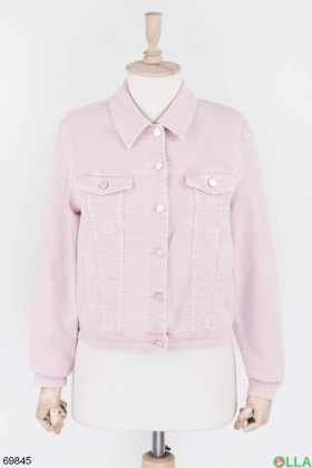 Женская розовая джинсовая куртка
