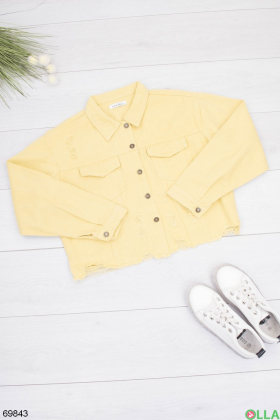 Женская джинсовая желтая куртка