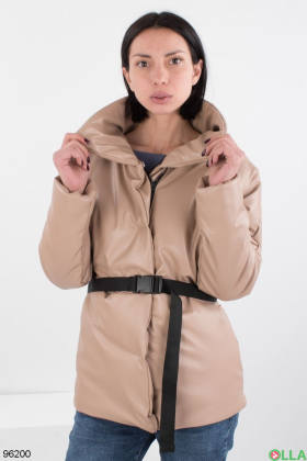 Women's beige eco-leather jacket