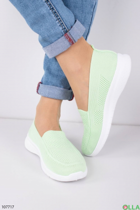Women's light green textile sneakers