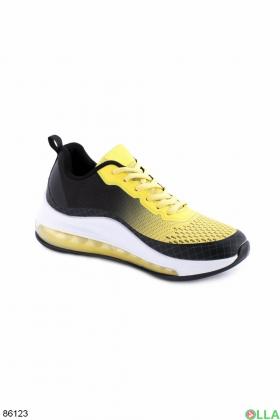 Жіночі чорно-жовті кросівки на шнурівці