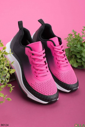 Жіночі чорно-рожеві кросівки на шнурівці