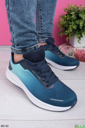Жіночі синьо-блакитні кросівки на шнурівці