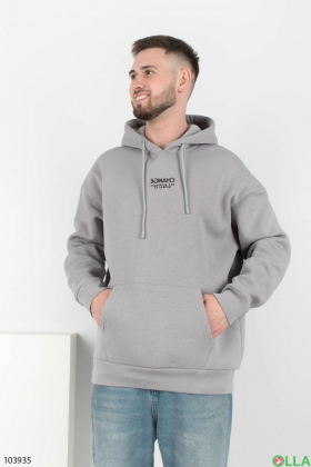 Men's gray fleece hoodie