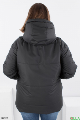 Жіноча темно-сіра куртка з капюшоном