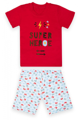 Дитяча літня піжама для хлопчика футболка + шорти PGM-22-3 на зріст , 110, 116 Червоний obs-13187