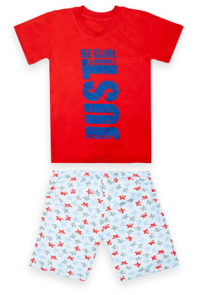 Дитяча літня піжама для хлопчика шорти + футболка PGM-22-4 "Be cool" на зріст -128,134,140 Червоний