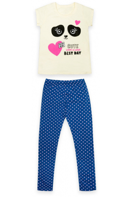 Детская хлопковая пижама для девочки футболка с брюками