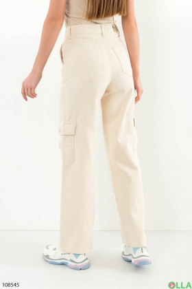 Women's light beige cargo jeans