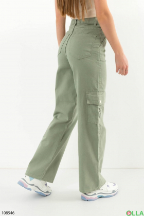 Женские зеленые джинсы-карго