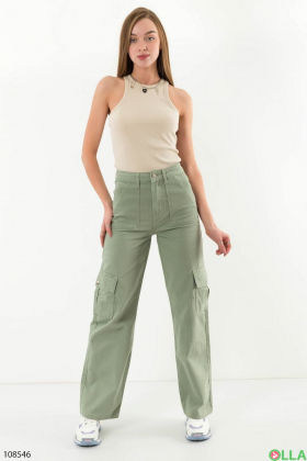 Женские зеленые джинсы-карго