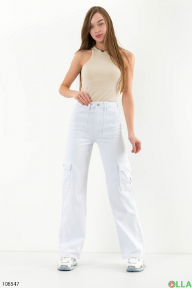 Женские белые джинсы-карго