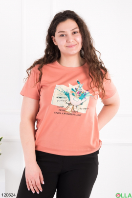 Women's terracotta batal print T-shirt