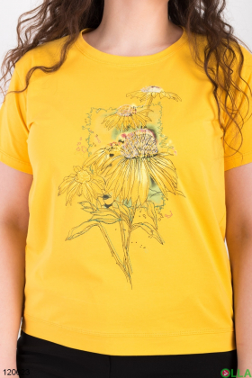Women's yellow batal T-shirt with print
