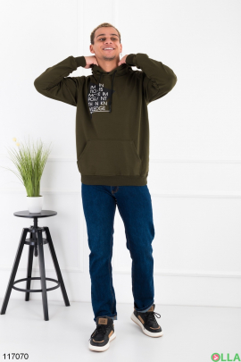 Men's khaki hoodie with lettering