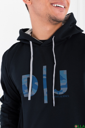 Men's dark blue hoodie with lettering