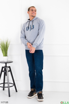 Men's gray hoodie with lettering