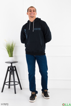 Men's dark blue hoodie with lettering