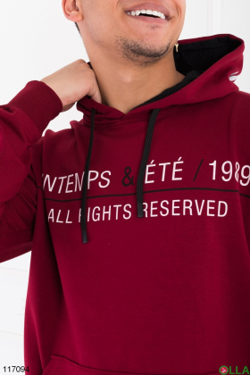 Men's burgundy hoodie with inscription