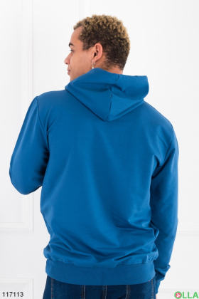 Men's blue hoodie with inscription