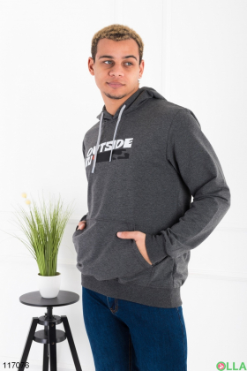 Men's gray hoodie with lettering