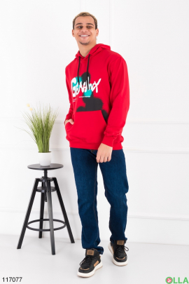 Men's red printed hoodie