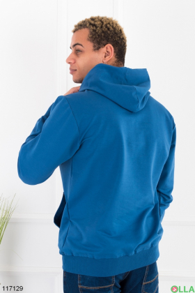 Men's blue hoodie with inscription