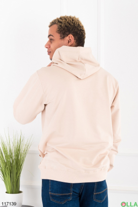 Men's light beige hoodie with lettering