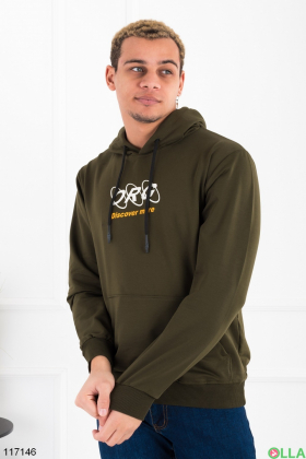 Men's khaki hoodie with lettering