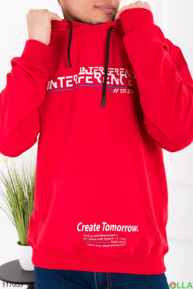 Men's red hoodie with inscription