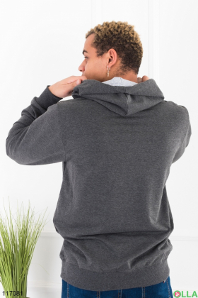Men's gray zip-up hoodie